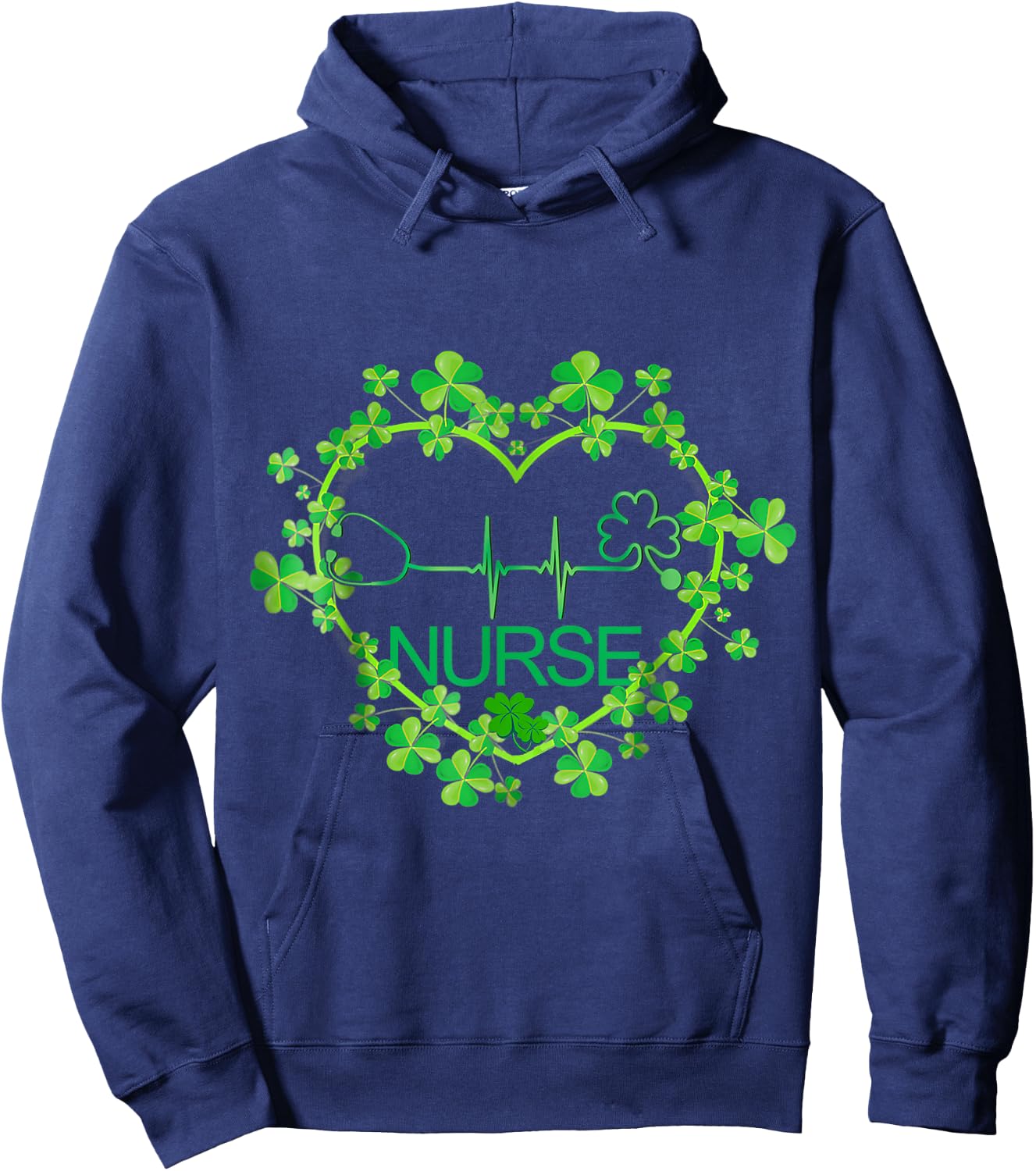 Heart Shamrock Nurse St Patrick's Day Nursing Hoodie - Hoodie | Navy