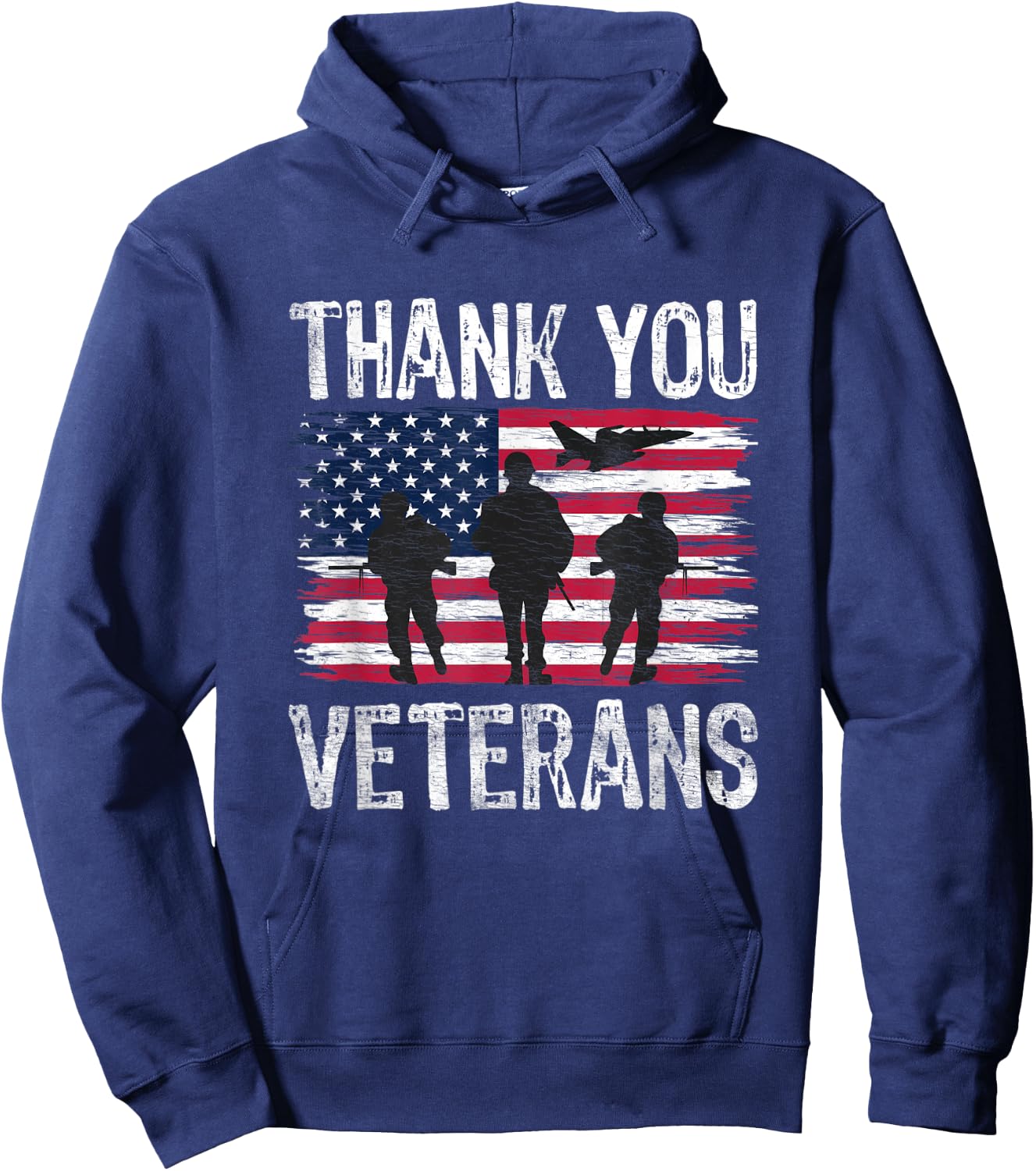 Patriotic American Flag Thank You Veterans Day Hoodie - Hoodie | Navy