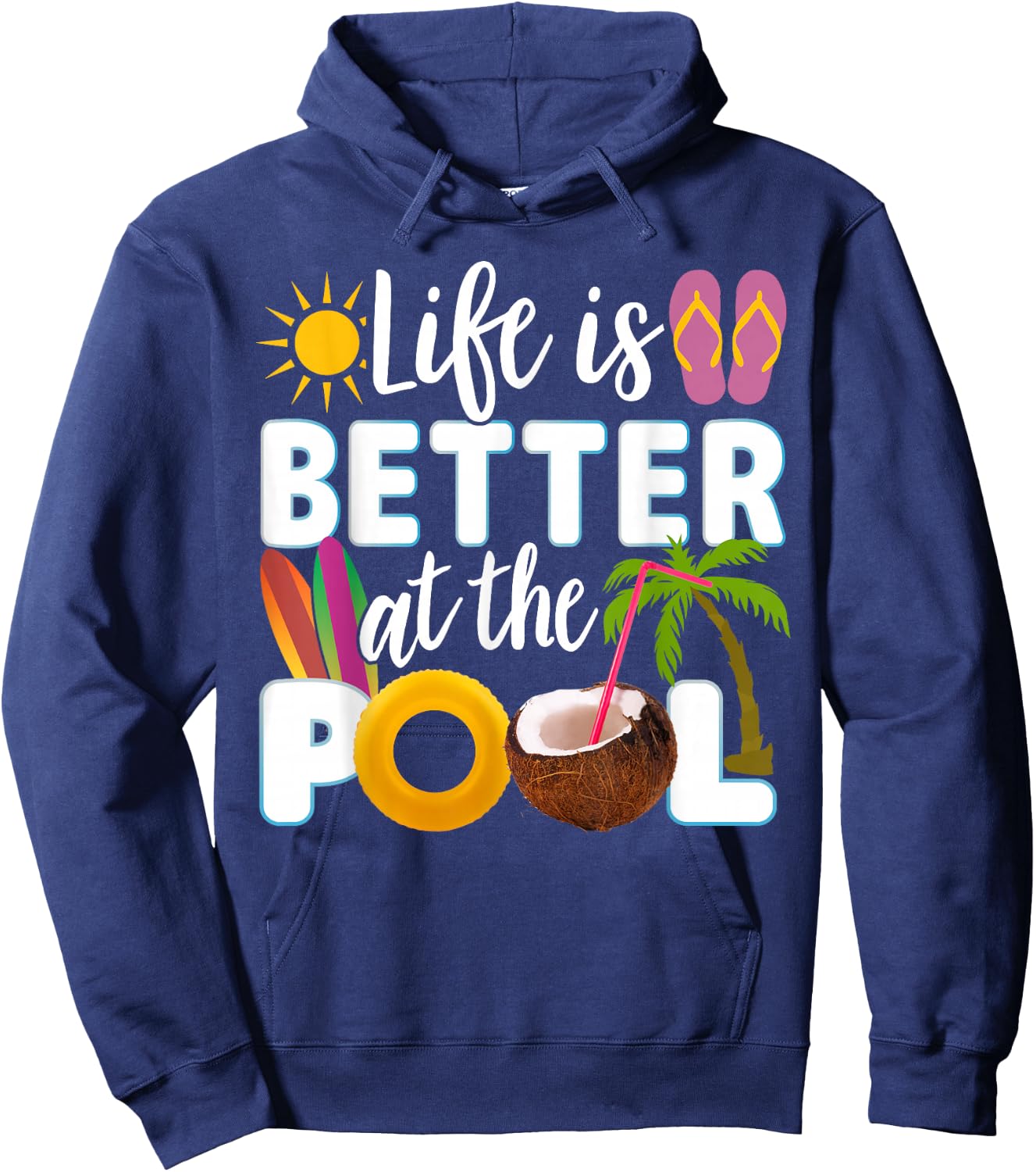 Das Leben ist besser beim Pool Hoodie - Hoodie | Navy