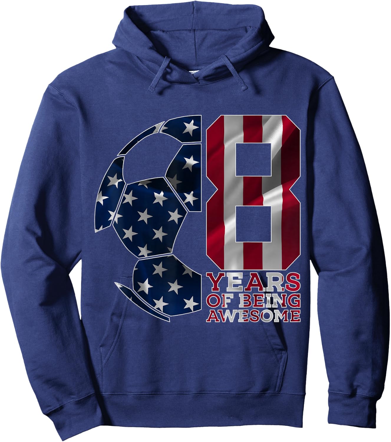 8 Years of Being Awesome Soccer 8th Birthday Hoodie - Hoodie | Navy