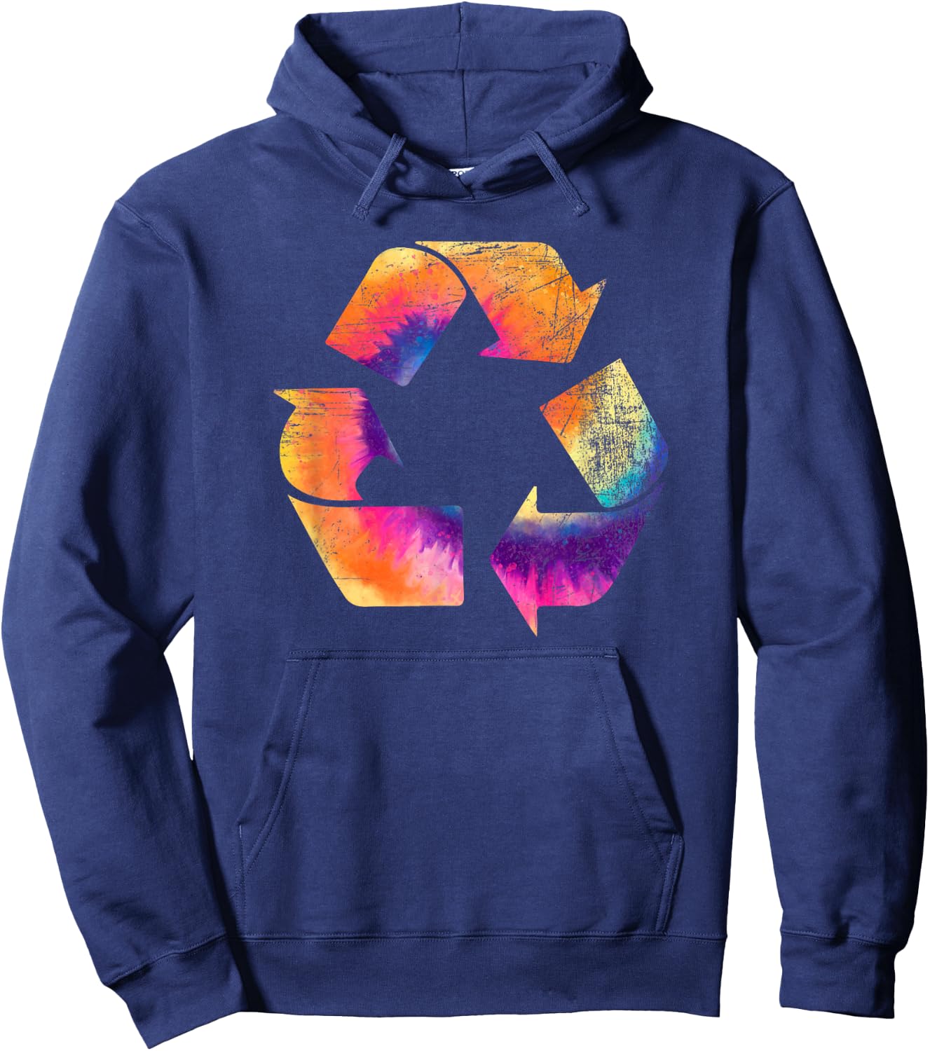 Recycle Symbol Tie Dye Earth Day Hoodie - Hoodie | Navy