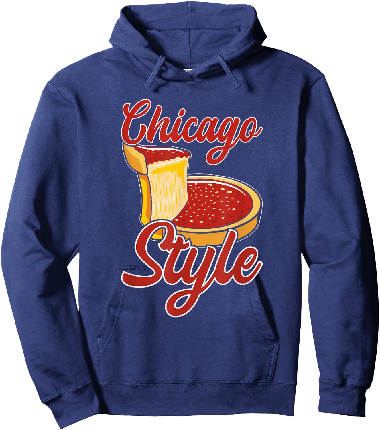 Chicago Style Deep Dish Pizza Hoodie - Hoodie | Navy