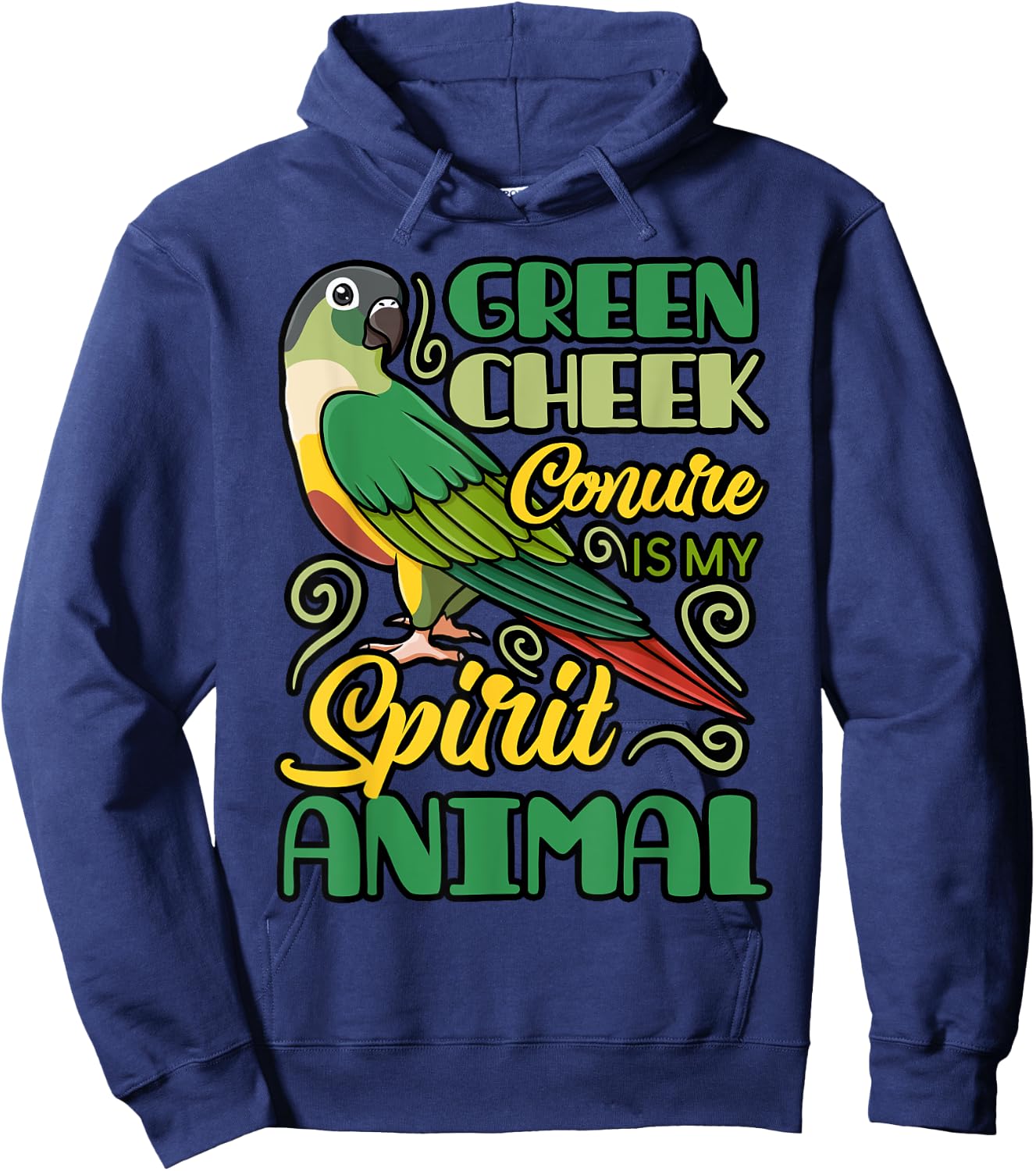 Green Cheek Conure Funny Animals Cute Birds Hoodie - Hoodie | Navy