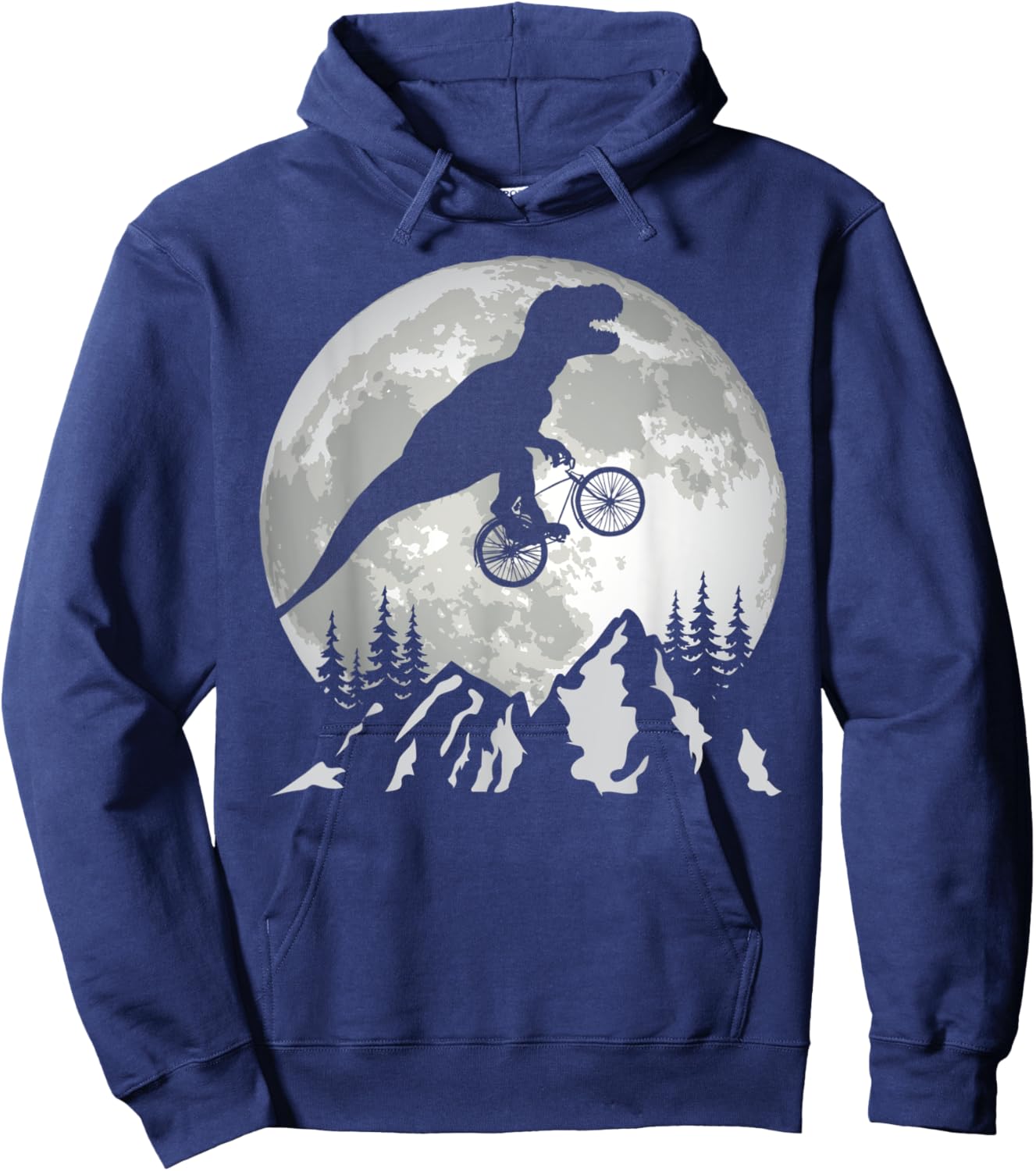 Bike Riding Trex Moon Silhouette Dinosaur Hoodie - Hoodie | Navy