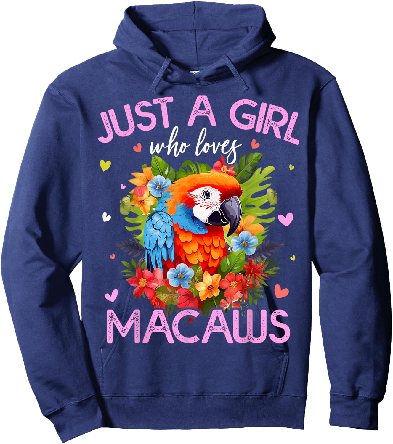 Just A Girl Who Loves Macaw Bird Girls Hoodie - Hoodie | Navy