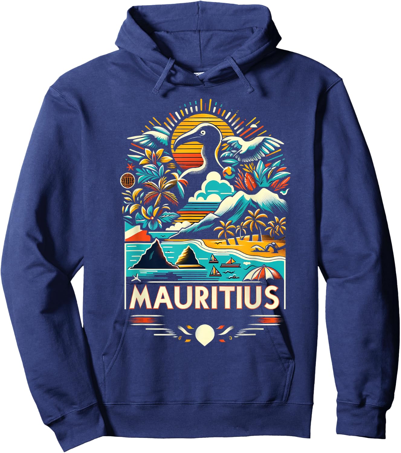 Mauritius Africa Vintage Art Hoodie - Hoodie | Navy