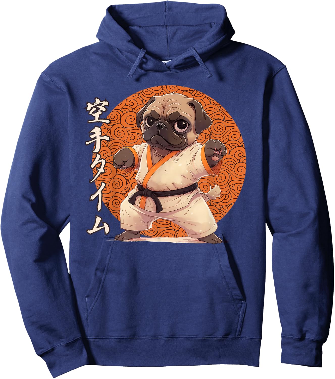 Pug Karate, Ninja Pug Anime, Karate Pug Hoodie - Hoodie | Navy