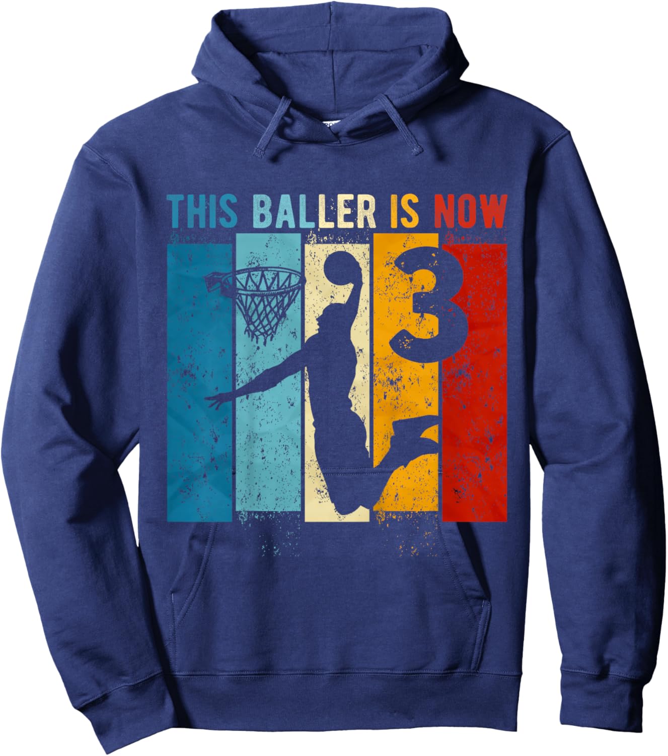 Kids 3 Year Old Basketball 3rd Birthday Boy Hoodie - Hoodie | Navy