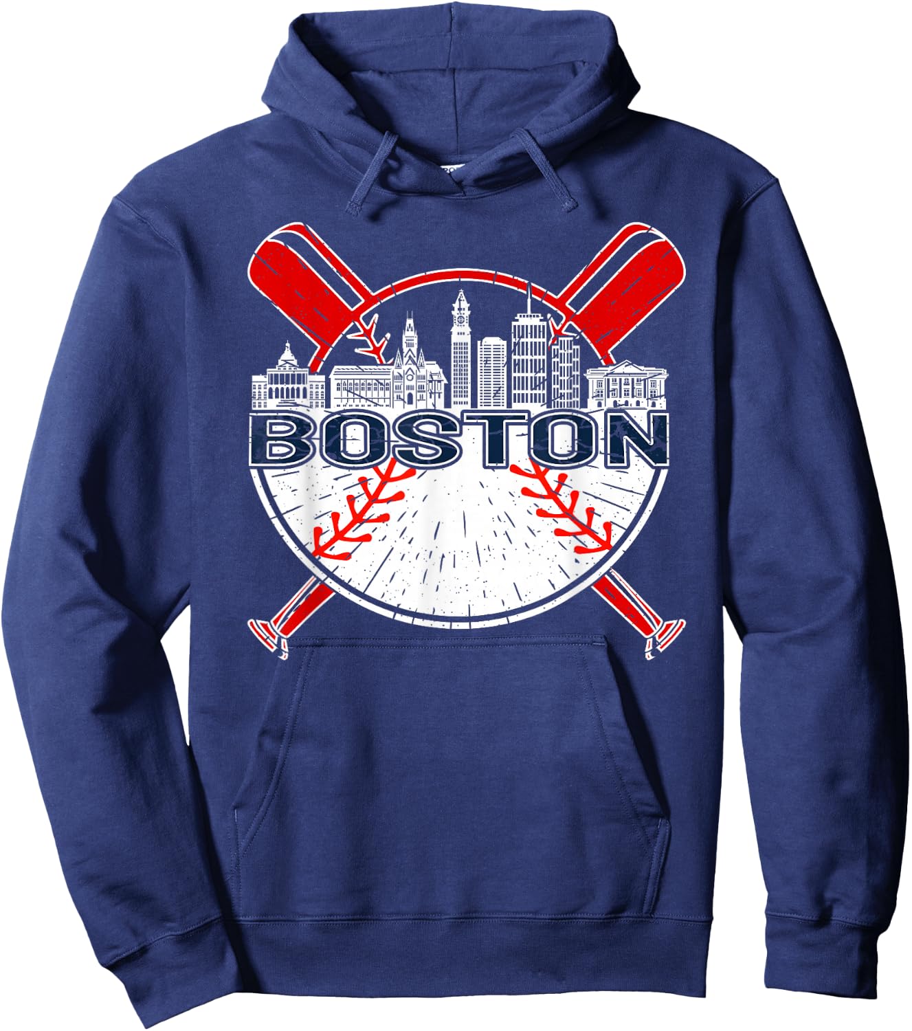 Softball Vintage Boston Baseball Hoodie - Hoodie | Navy