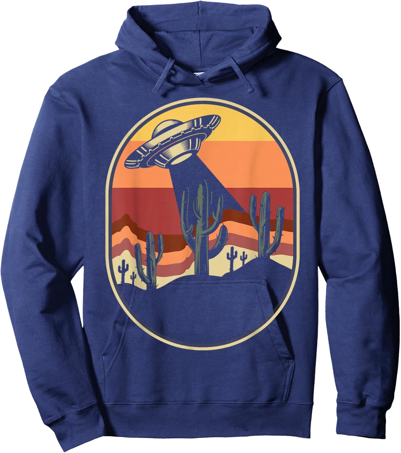 Ufo Alien Sunset Vintage Retro Hoodie - Hoodie | Navy