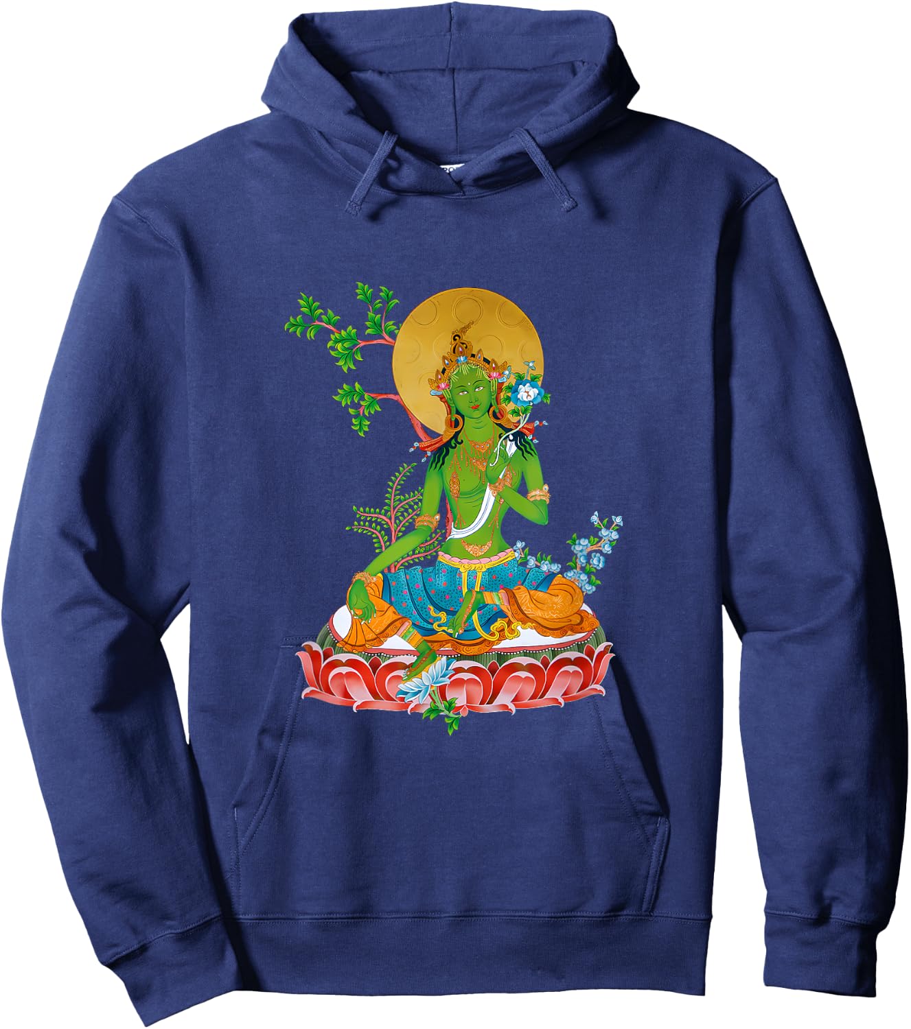 Tibetan Green Tara Buddha Hoodie - Hoodie | Navy