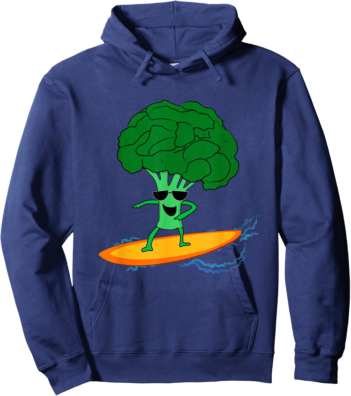 Surfing Broccoli. Riding the Veggie Wave Hoodie - Hoodie | Navy