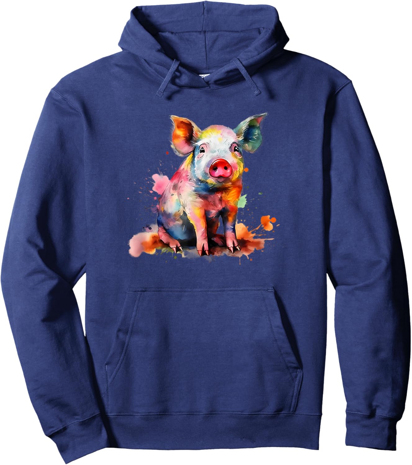 Colorful Paint Splash Cute Show Pig Lover Hoodie - Hoodie | Navy