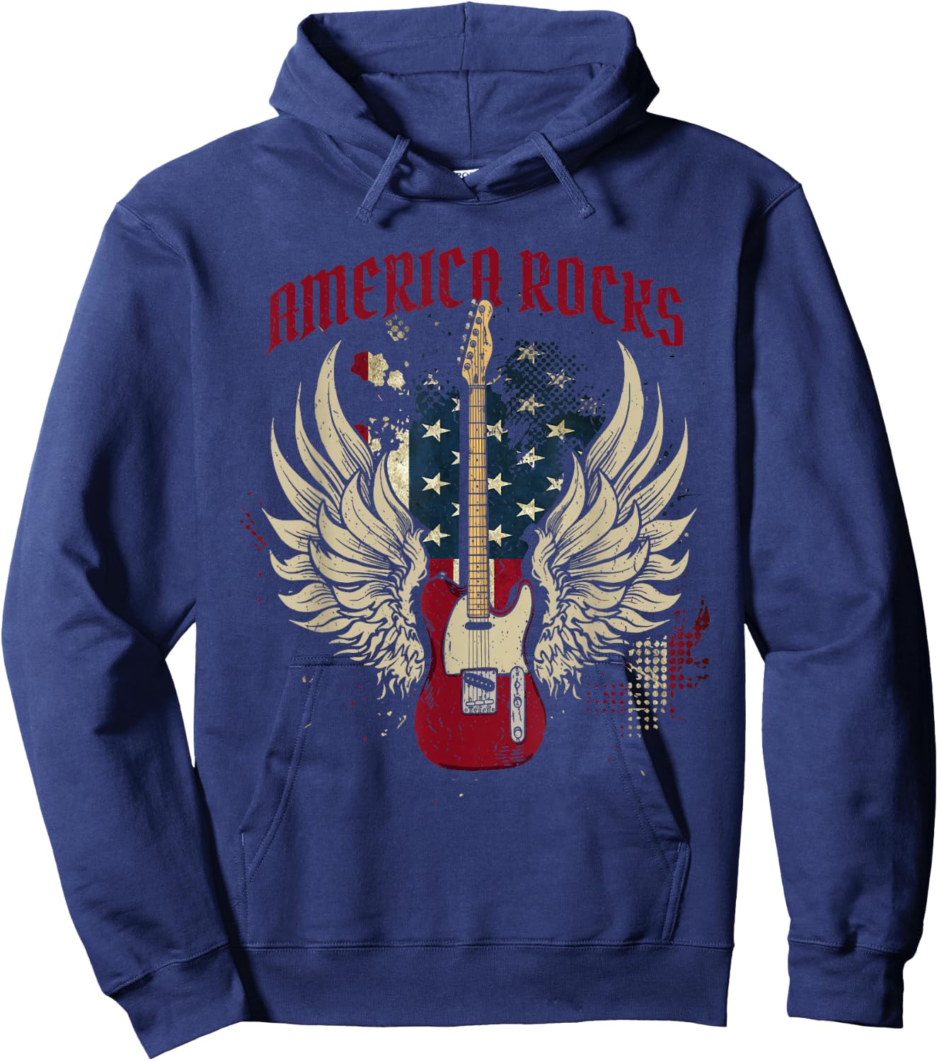 American Flag 4th Of July Guitar Hoodie - Hoodie | Navy