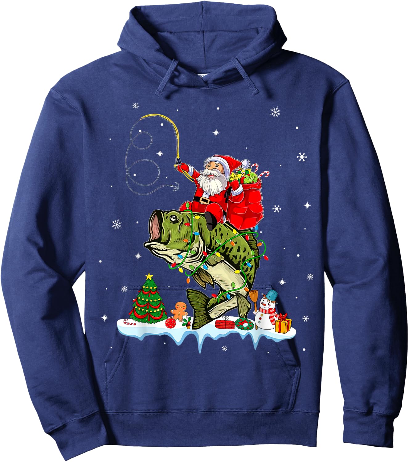 Santa Claus Fishing Christmas Fishing Lover Hoodie - Hoodie | Navy
