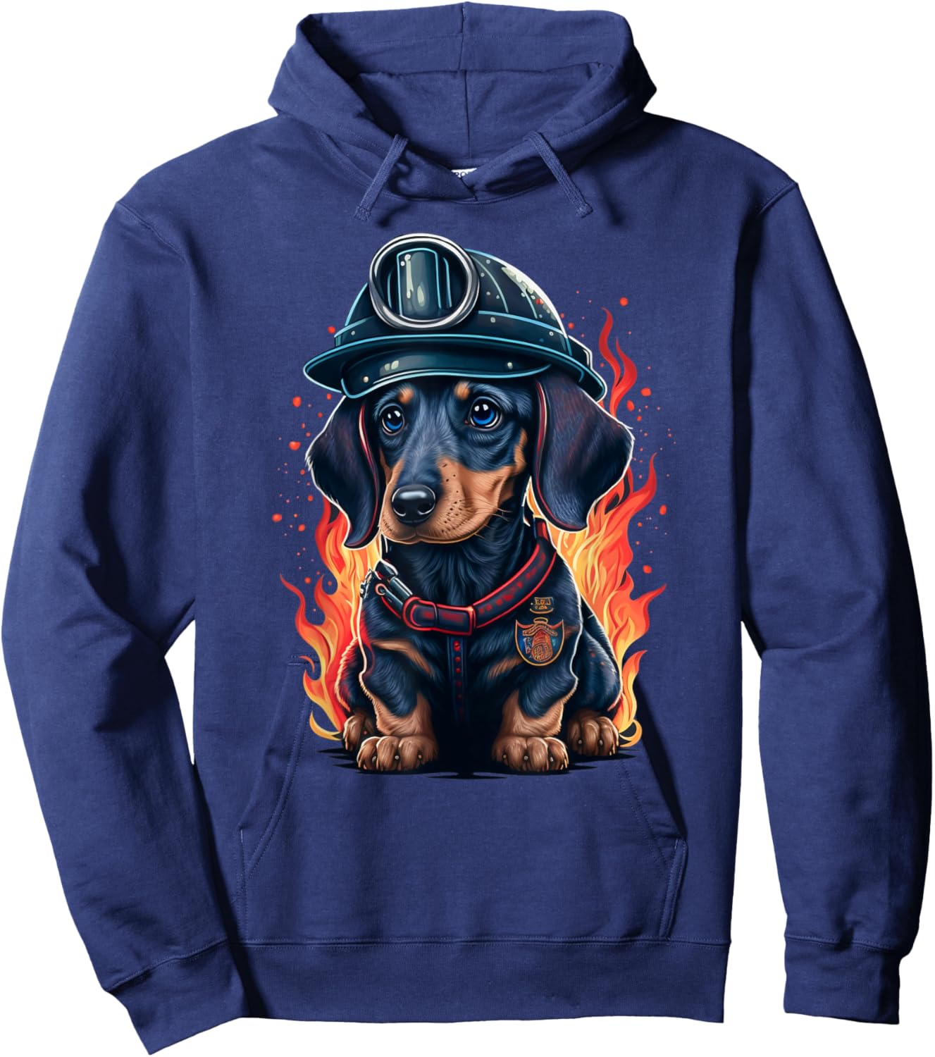 Dachshund Fireman on Firefighter Dachshund Hoodie - Hoodie | Navy