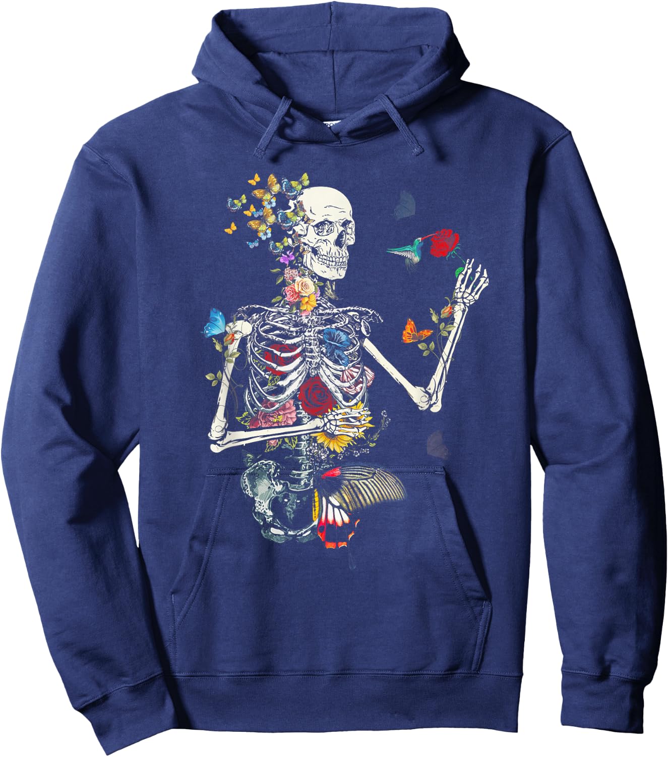 Cool Skeleton Plant Nature Flower Halloween Hoodie - Hoodie | Navy