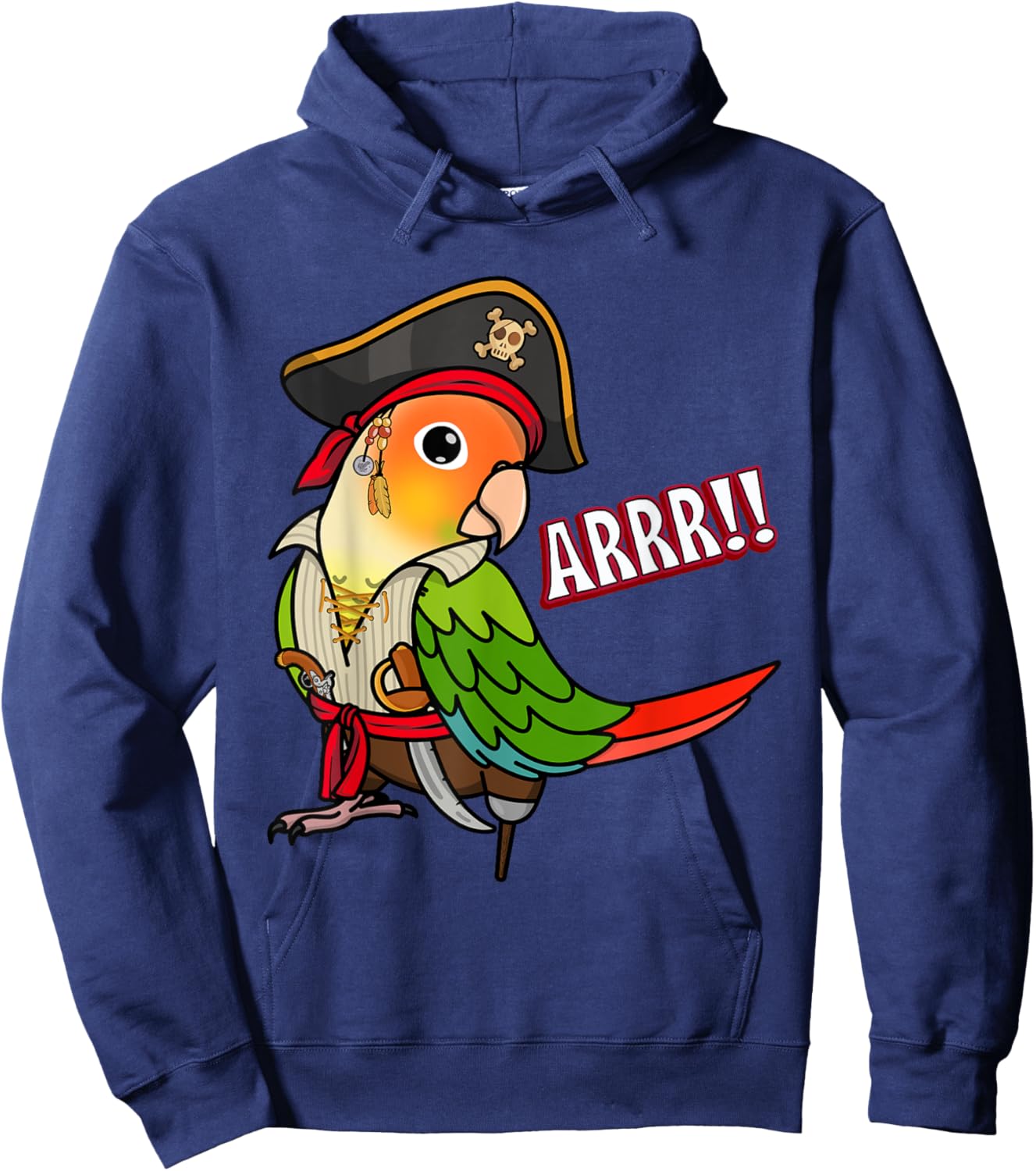 Pirate Parrot I Green Cheek Pineapple Conure Hoodie - Hoodie | Navy