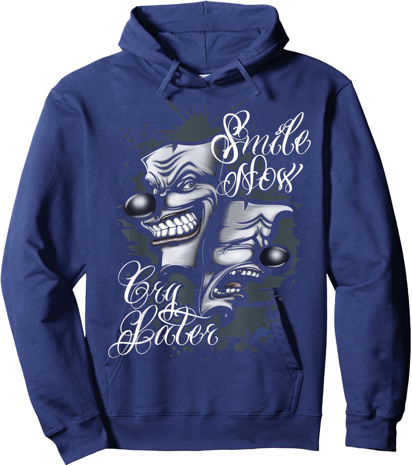 Smile Now Cry Later Chicano Tattoo Art Hoodie - Hoodie | Navy