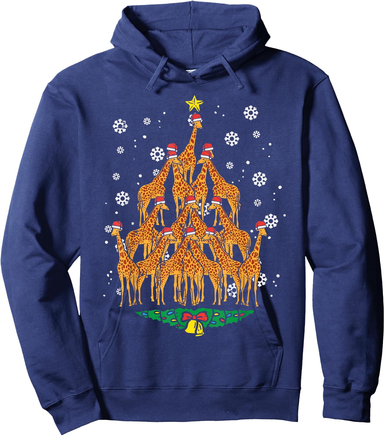 Giraffe Christmas Tree Animal Xmas Women Men Hoodie - Hoodie | Navy