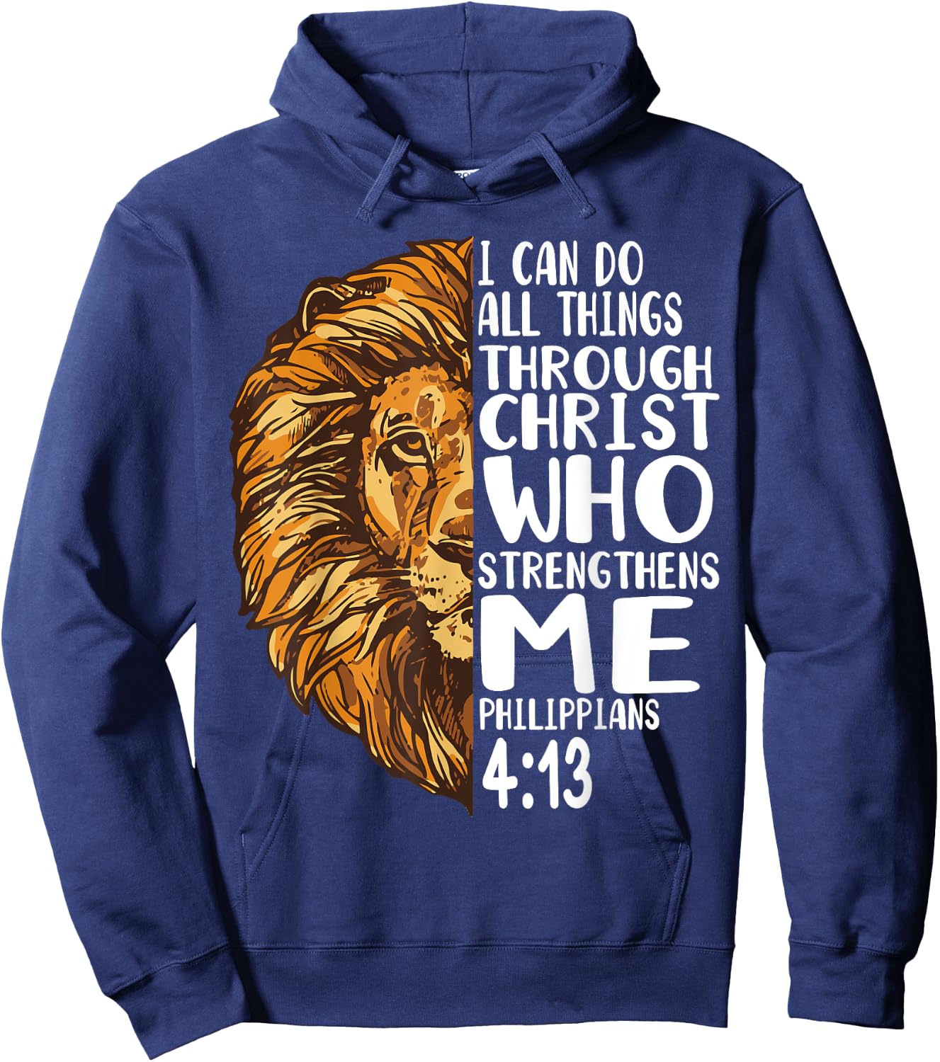 lion shirts with bible verses Philippians Hoodie - Hoodie | Navy
