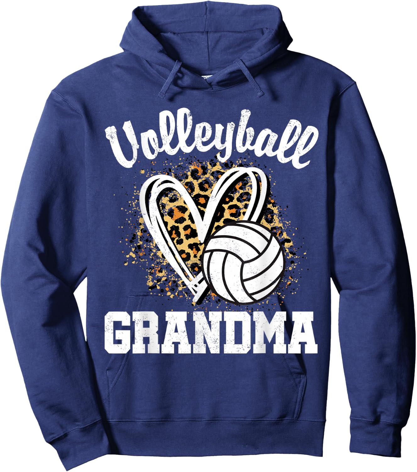 Volleyball Grandma Leopard Heart Hoodie - Hoodie | Navy