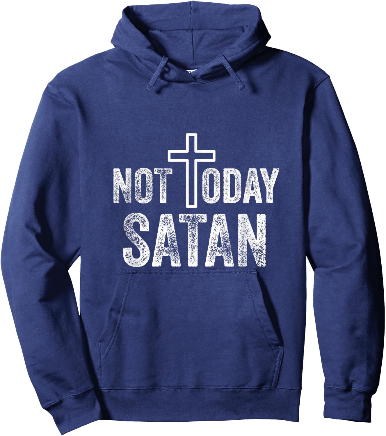 Not Today Satan Funny Christian Cross Hoodie - Hoodie | Navy