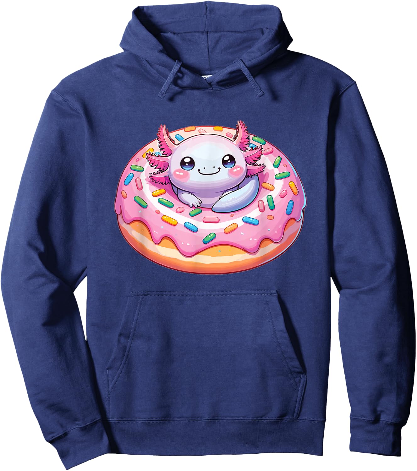 Axolotl In Sweet Donut Funny Axolotl Fast Food Hoodie - Hoodie | Navy
