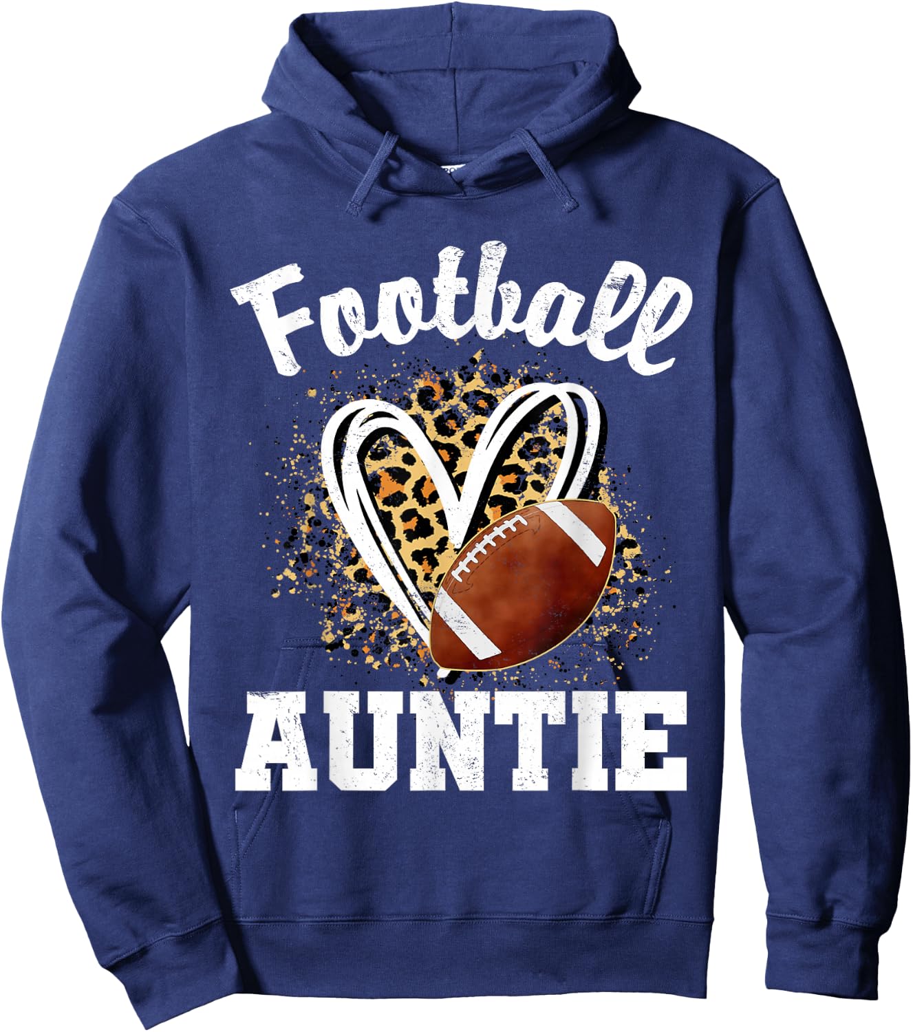Football Auntie Leopard Heart Hoodie - Hoodie | Navy