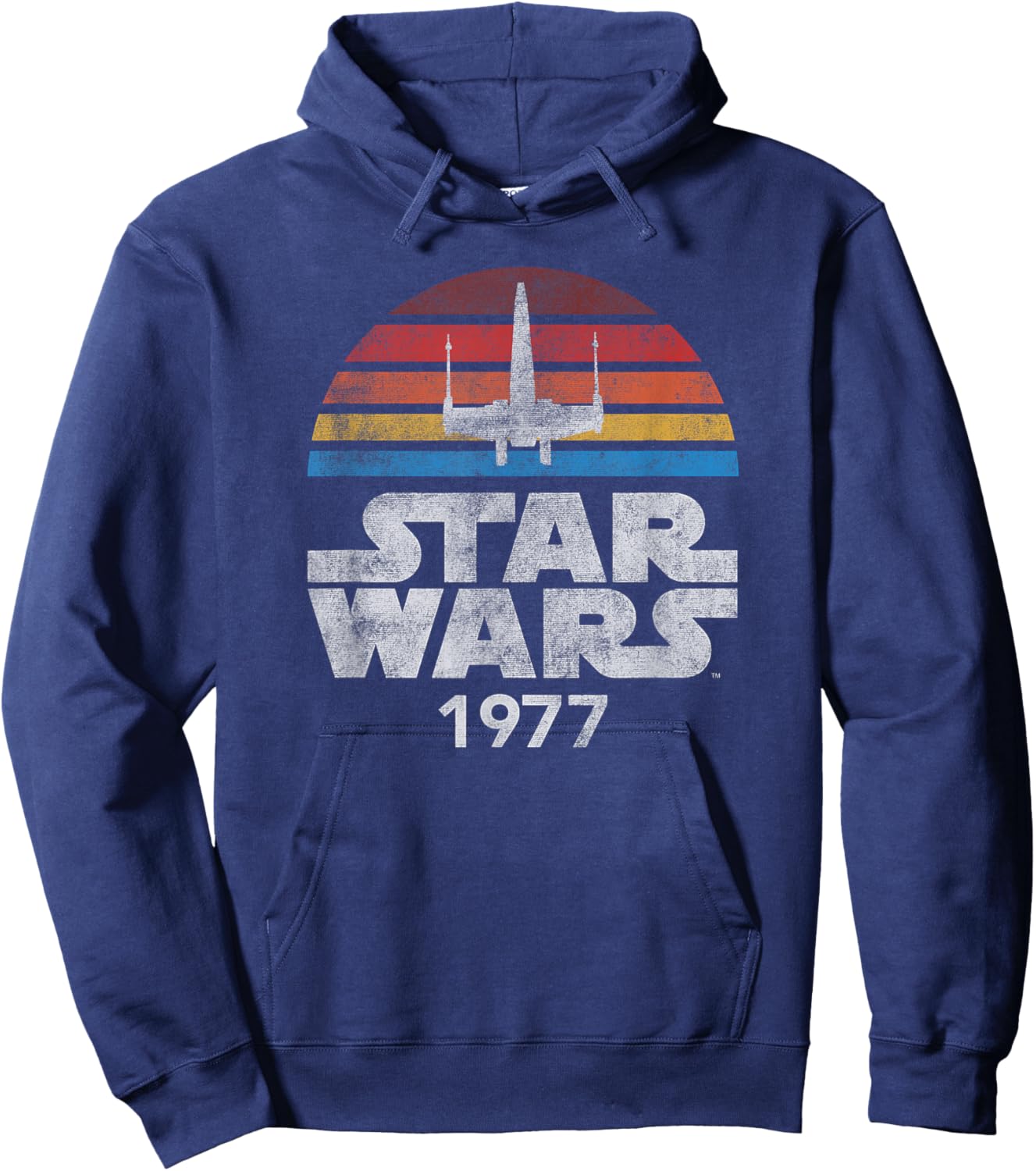Star Wars X-Wing Rainbow Sun Silhouette Hoodie - Hoodie | Navy