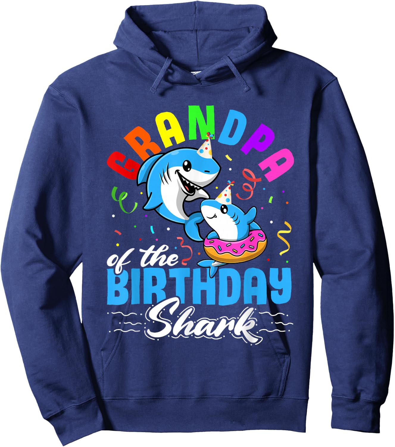 Grandpa of the Birthday Shark Hoodie - Hoodie | Navy