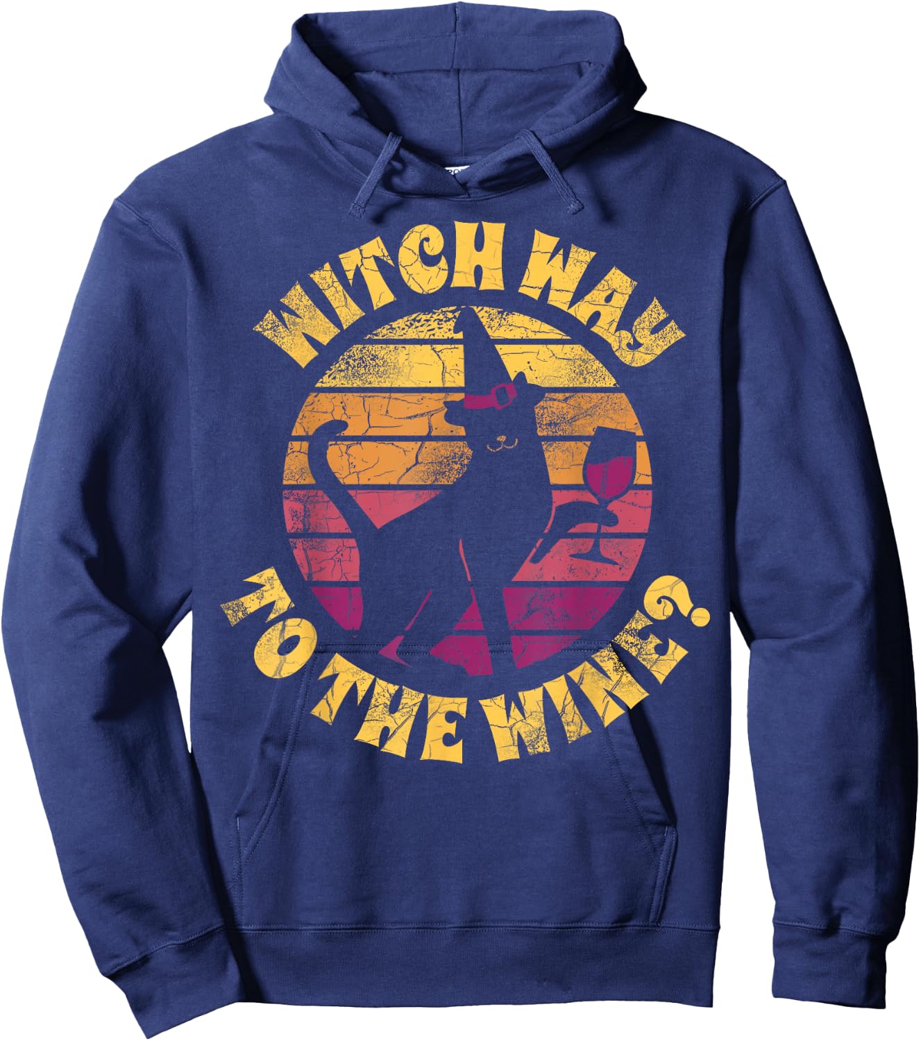 Funny Witch Way To The Wine Hoodie - Hoodie | Navy