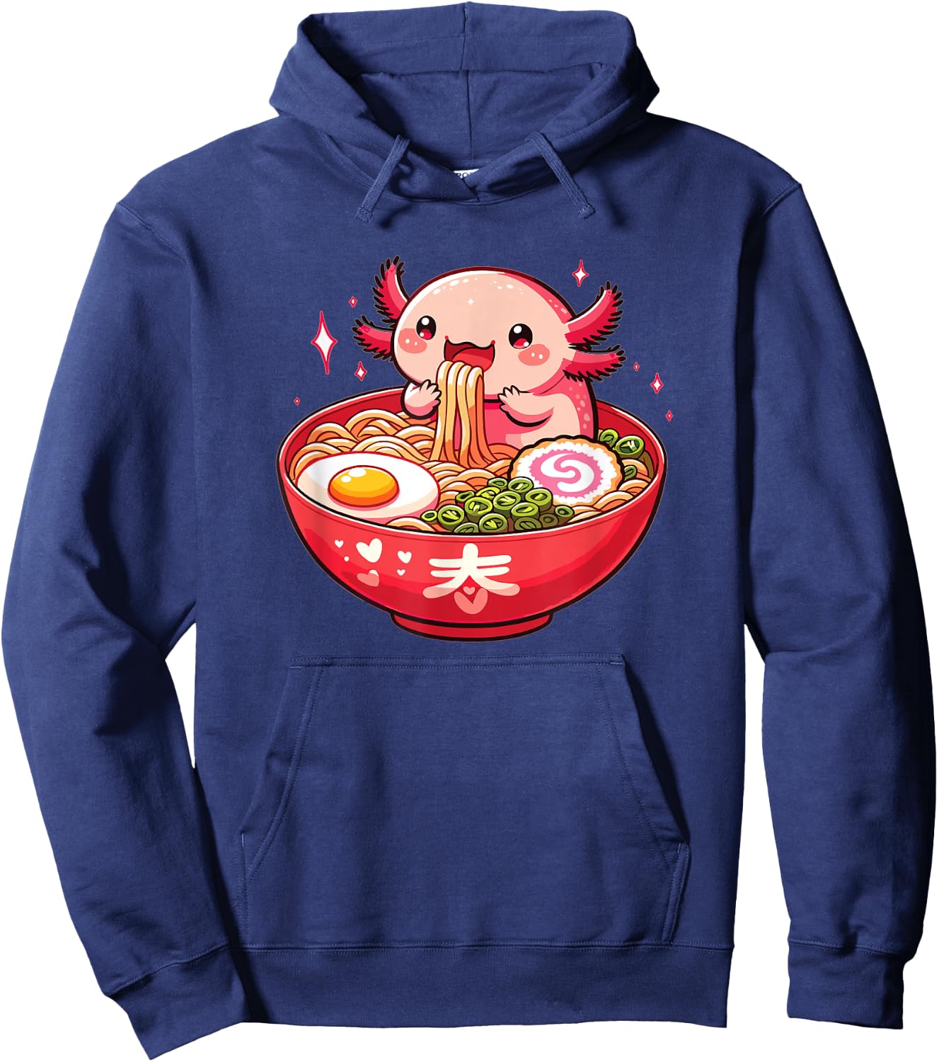 Sweet Axolotl Eats Ramen Noodles Axolotls Ramen Hoodie - Hoodie | Navy