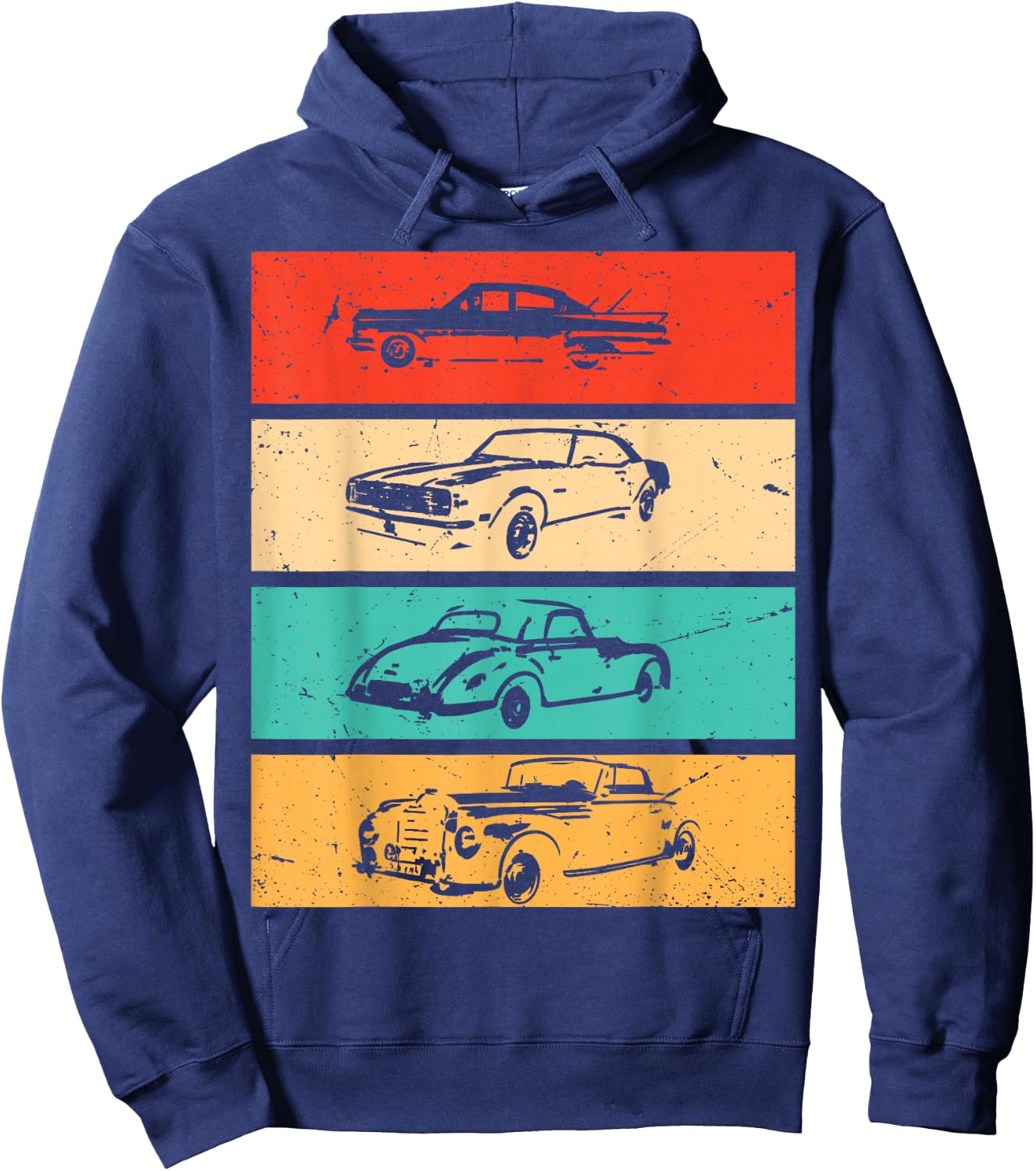 Vintage Cars - 80s & 90s Graphic Retro Hoodie - Hoodie | Navy