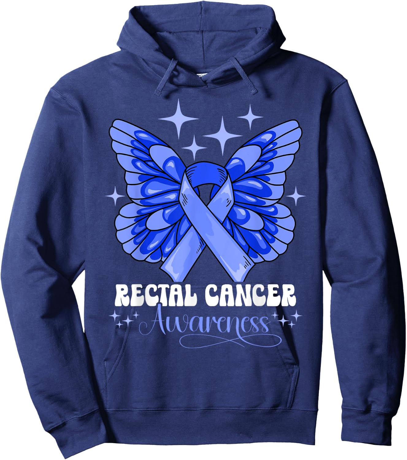 Rectal Cancer Awareness by Rectal Cancer Awareness - Men's -Adults Classic Fit Black Short Sleeve - Small - U-Neck - Modern Classic - Awareness Hoodie - Hoodie | Navy