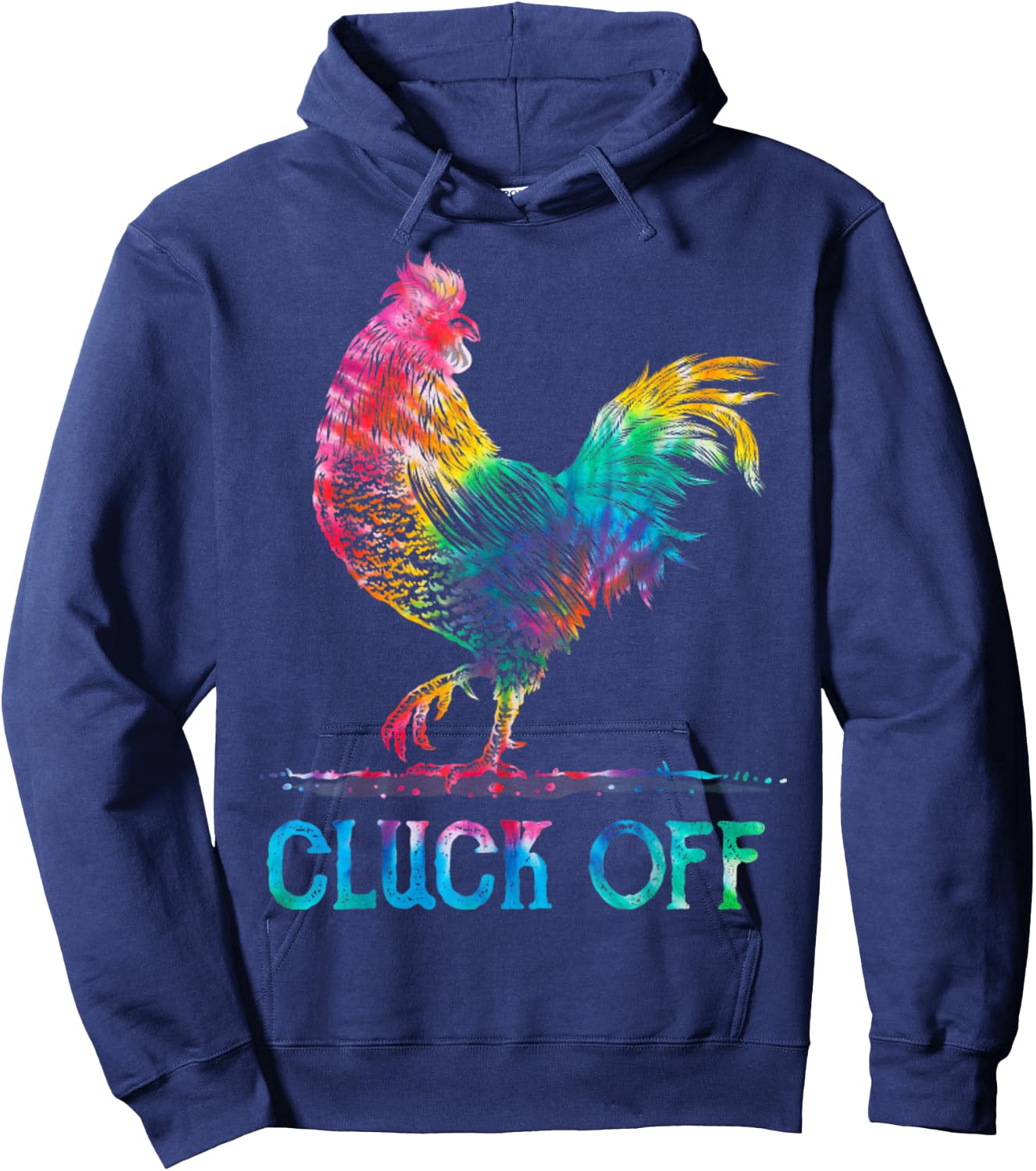 Vintage Cluck Off Rooster Chicken Tie Dye Hoodie - Hoodie | Navy