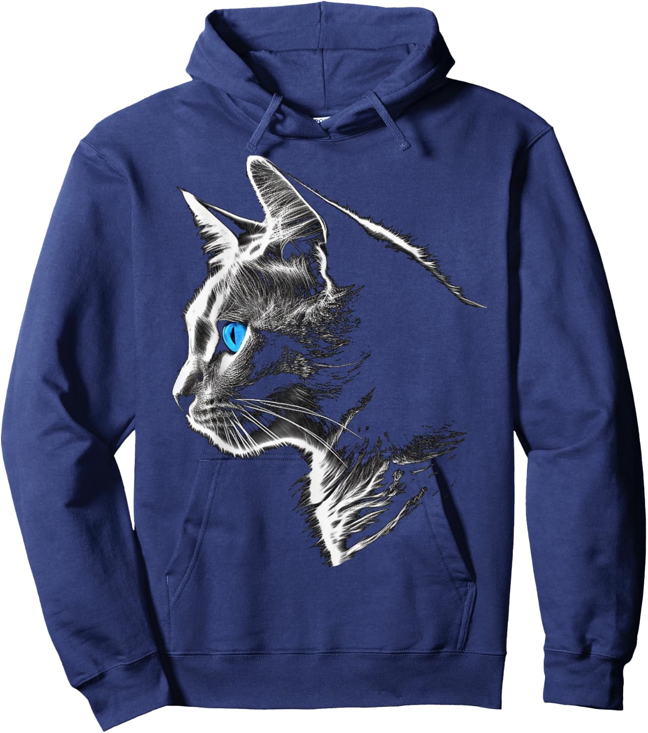 Cat Blue Eyes - Pet Animal Art Cat Women Kids Hoodie - Hoodie | Navy