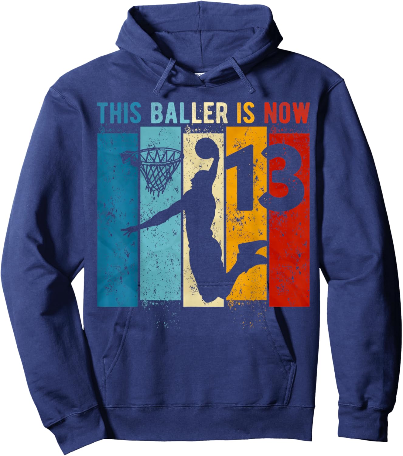 13 Year Old Basketball 13th Birthday Boy Hoodie - Hoodie | Navy