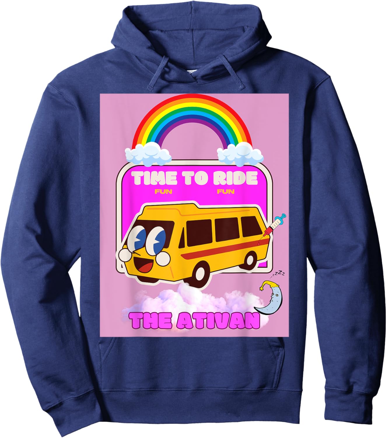 Ride the Ativan Funny Dark Nurse Humor Hoodie - Hoodie | Navy