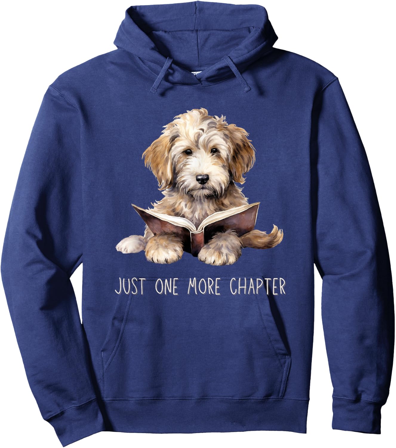 Just One More Chapter Reading Books Puppy Dogs Hoodie - Hoodie | Navy