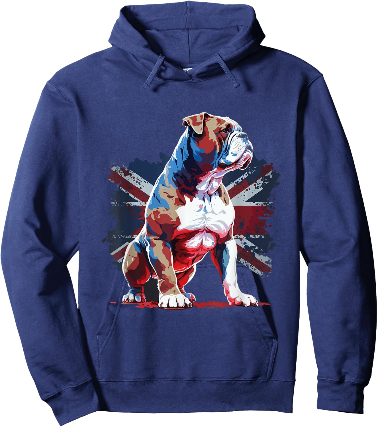 British Bulldog with union jack flag Hoodie - Hoodie | Navy