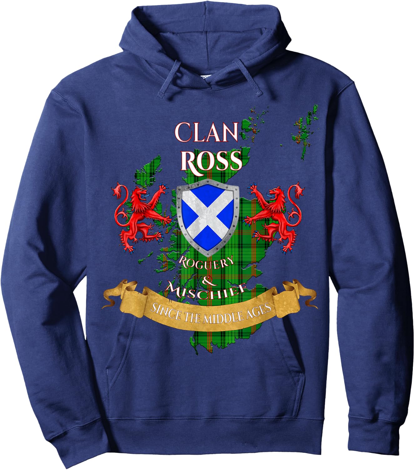 Ross Scottish Family Clan Middle Ages Mischief Hoodie - Hoodie | Navy