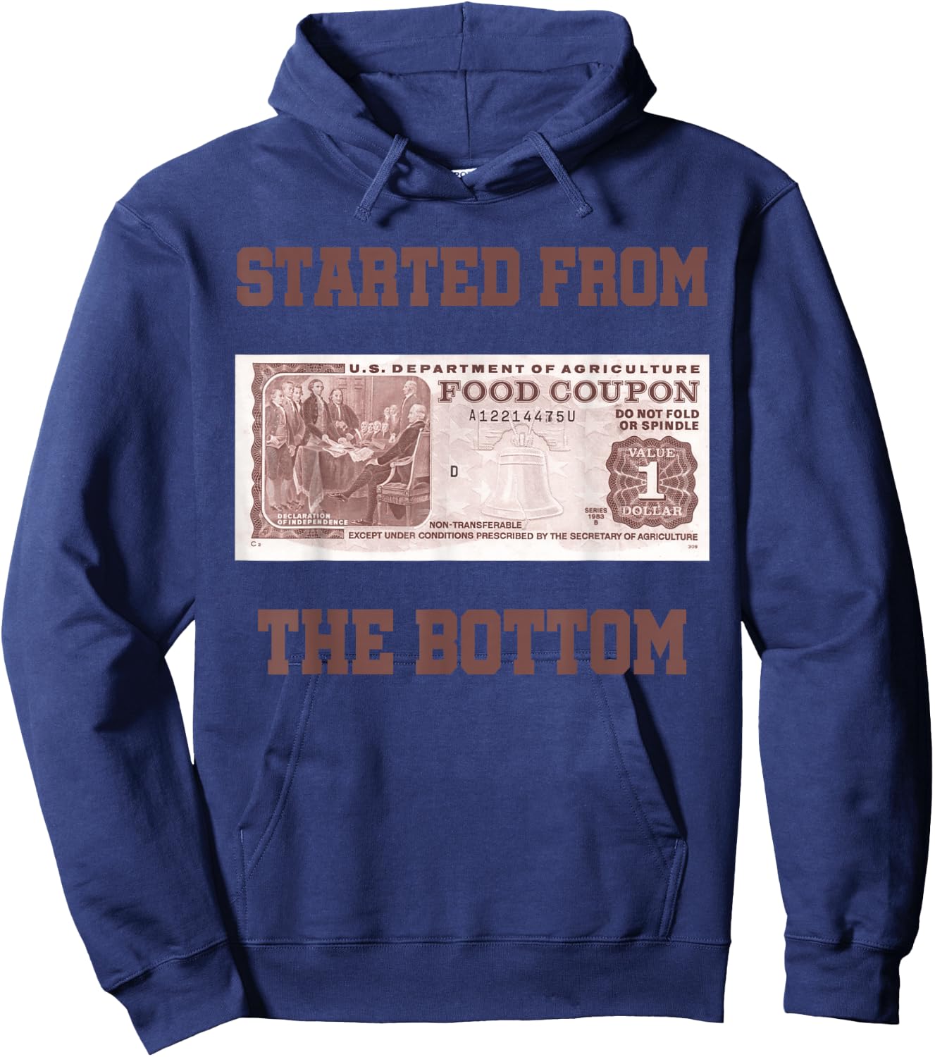 Started from Bottom Food Stamp Coupon Apparel Hoodie - Hoodie | Navy