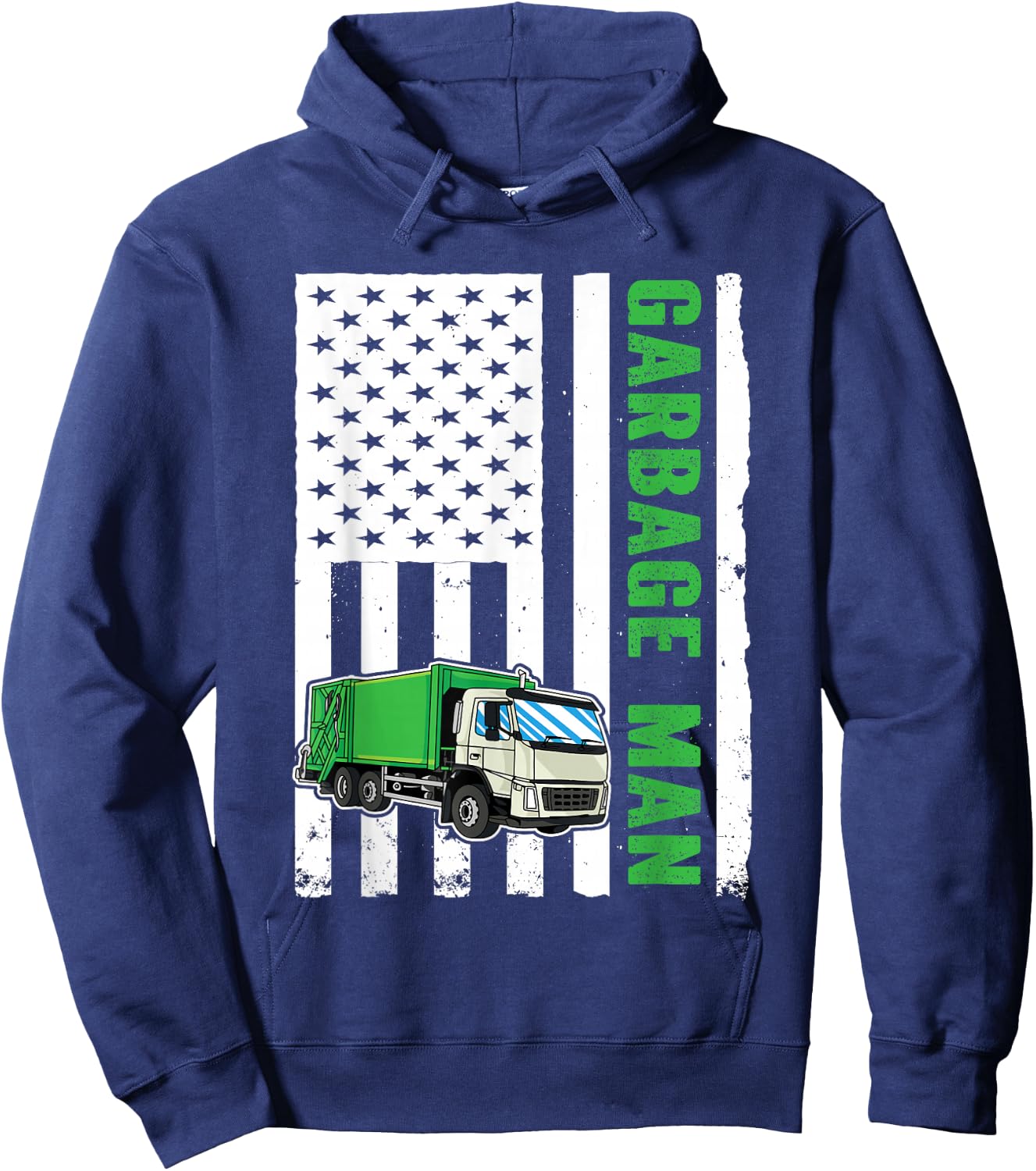 Garbage Man US Flag Garbage Truck Hoodie - Hoodie | Navy