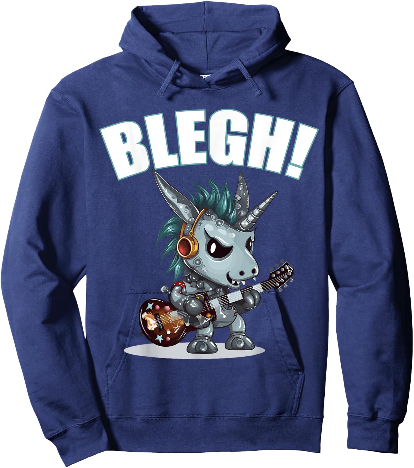 Blegh Heavy Metal Metalcore Unicorn Hoodie - Hoodie | Navy