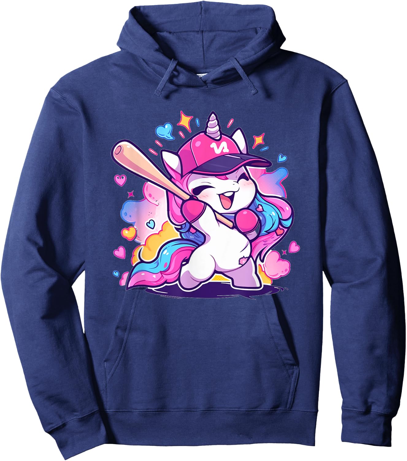 Cute Baseball Sport Baseball Unicorn Hoodie - Hoodie | Navy