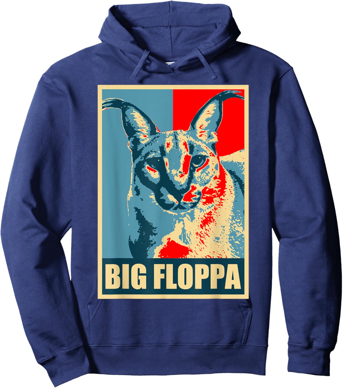 Big Floppa Caracal Cat Meme Hoodie - Hoodie | Navy