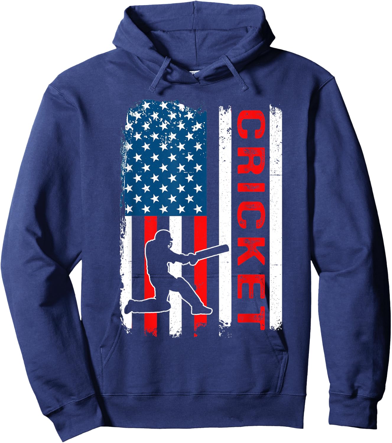Cricket USA American Flag Cricket Player Hoodie - Hoodie | Navy
