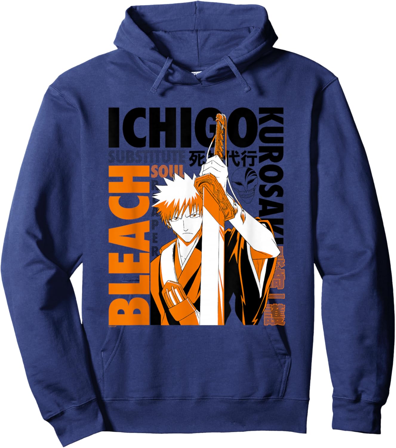 Bleach Ichigo with Text Collage Anime Hoodie - Hoodie | Navy