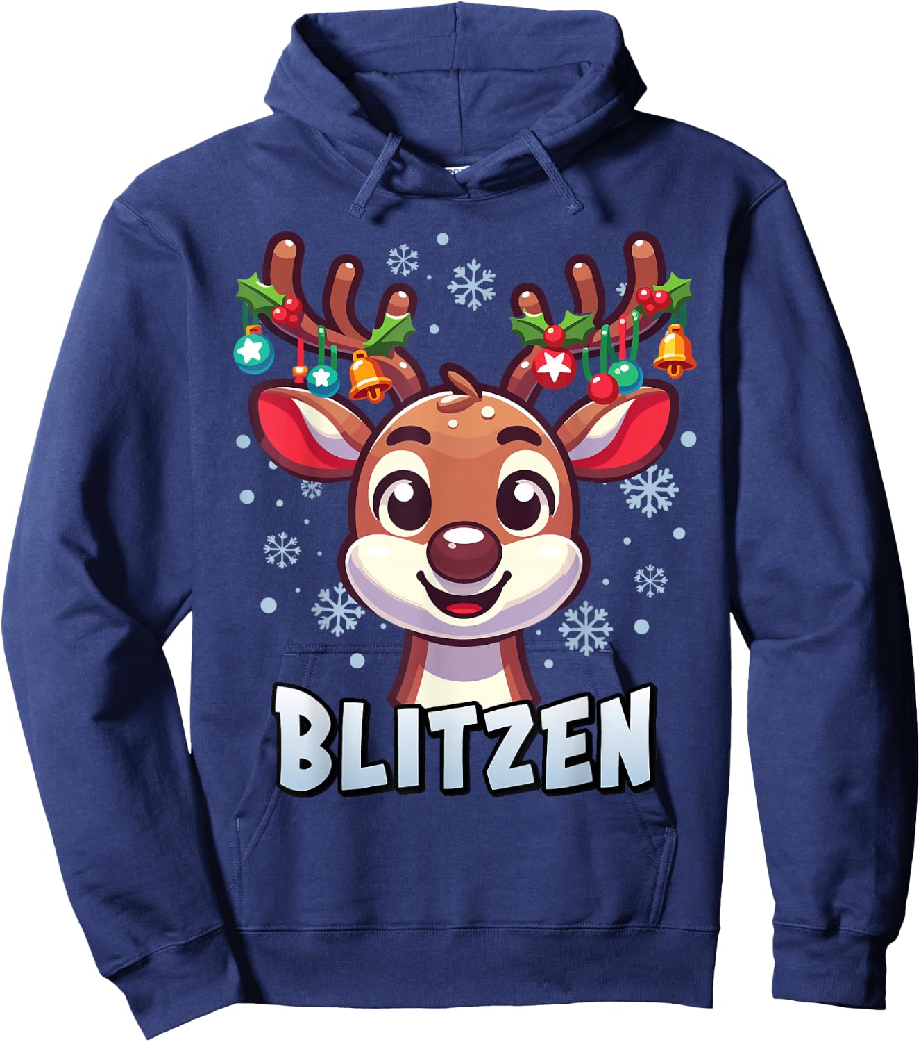Santa’s Reindeer Blitzen Xmas Group Costume Hoodie - Hoodie | Navy